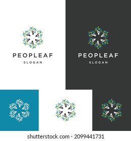 Plantilla de diseño de iconos de People Leaf 