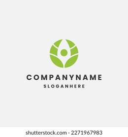 People leaf logo icon design template vector illustration