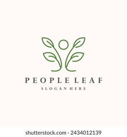 Plantilla de diseño de icono de logotipo de hoja de persona ilustración vectorial
