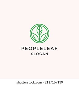 Plantilla de diseño plano del icono del logotipo de People Leaf 
