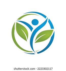 people leaf logo icon template 2