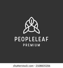 People Leaf logo linear style icon in black backround