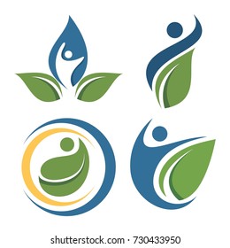 conjunto de logotipos de hoja de hojas de la gente
