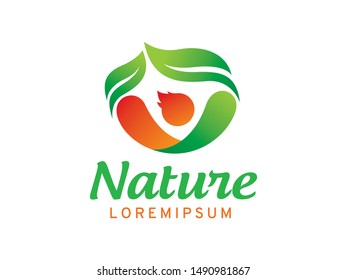 People and Leaf logo symbol or icon template