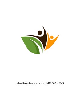 people and leaf logo template