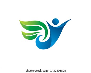 People and Leaf Logo Template, Icon, Symbol