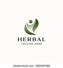 People Leaf Logo Template Isolated in White Background