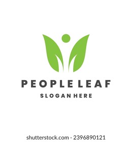 people leaf logo template vector illustration design