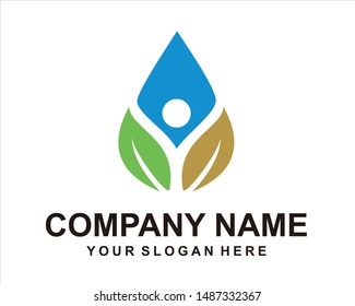 people leaf logo vector design