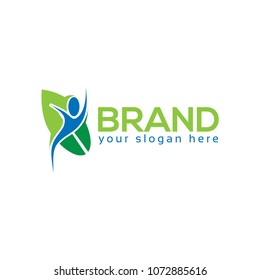 People Leaf Logo vector icon. Flat design.