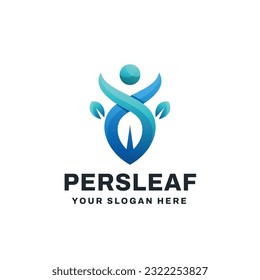 Ilustración de gradiente de iconos del vector del logotipo People Leaf