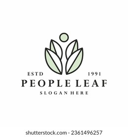 People leaf logo vector icon illustration hipster vintage retro