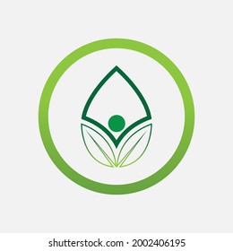 plantilla de diseño de ilustraciones vectoriales con logotipo de personas y hojas en fondo gris