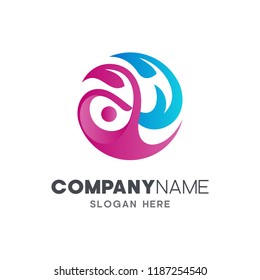people + leaf logo, wellness logo design