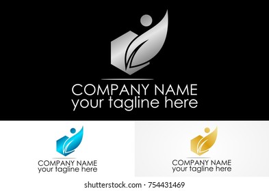 people leaf metal logo
