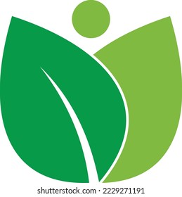 PEOPLE LEAF SILHOUETTE HEALTH ICON LOGO DESIGN VECTOR
