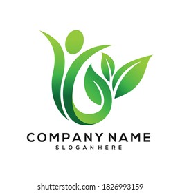 people with leaf vector, people care logo