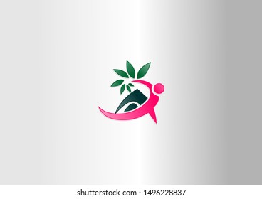 People with leaf vector illustration.