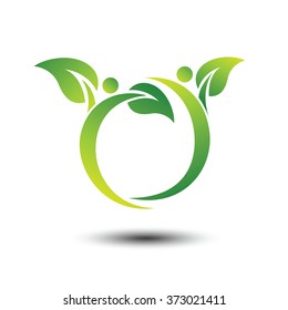 People with leaf vector logo design ecology concept  ,vector illustration