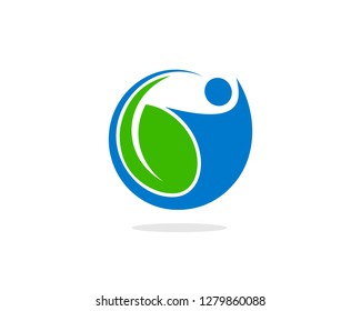 People Leaf Wellness Flat Color. Professional Clean Logo Template.