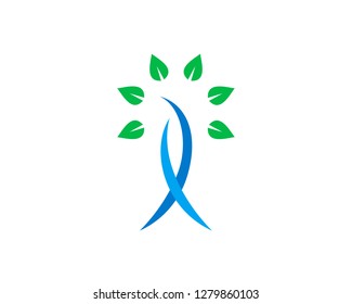 People Leaf Wellness Flat Color. Professional Clean Logo Template.