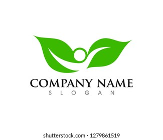 People Leaf Wellness Flat Color. Professional Clean Logo Template.