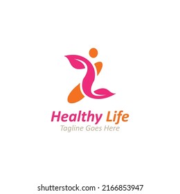 People leaf wellness logo abstract nature design Vector Image template