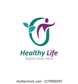 People leaf wellness logo abstract nature design Vector Image template