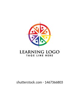 People Learning Colorful Logo Design Template
