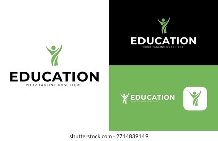 Logotipo de aprendizado de pessoas - Educação e conhecimento de marca