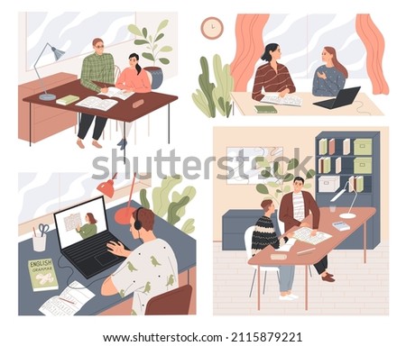 People are learning. Teachers and students. Education.