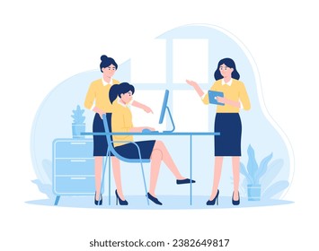 People are learning together trending concept flat illustration