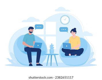People are learning together trending concept flat illustration