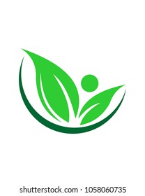 people with leaves logo template