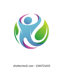 People With Leaves Logo Vector