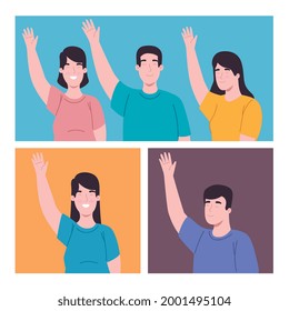 personas con la mano izquierda hacia arriba