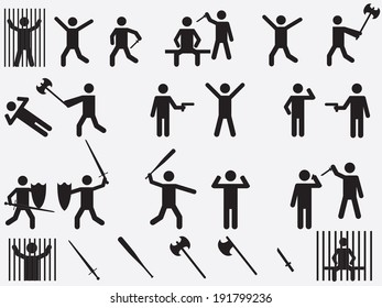 People with lethal weapons set illustration