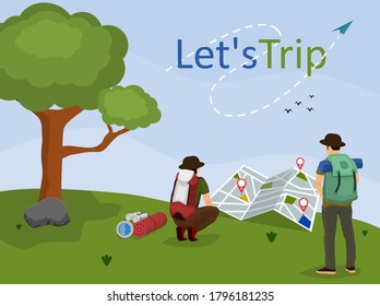 People let's trip illustration background 