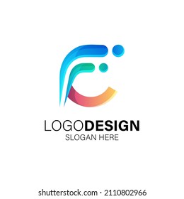 People and letter C for business, technology and people care logo design