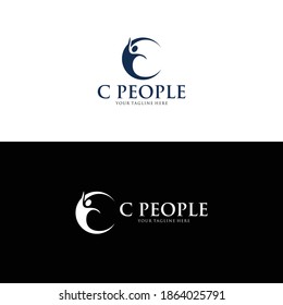 People and Letter C Health And Wellness Logo, Creative People Icon, Fitness Logo