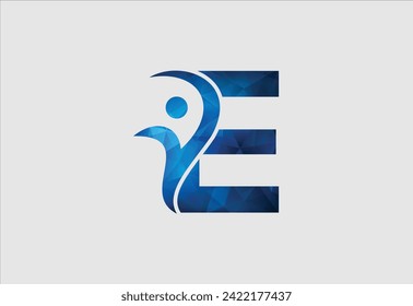 Logo de People and Letter E Health and Wellness, icono de personas creativas, logotipo de fitness