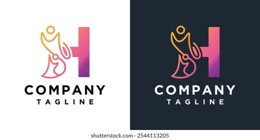 Modelo De Elemento De Ícone Da Letra H Das Pessoas. Ícone Vetor Do Logotipo Da Comunidade. Design do logotipo do trabalho em equipe	
