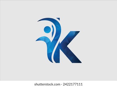 Logo de People and Letter K Health and Wellness, icono de personas creativas, logotipo de fitness