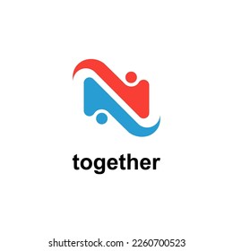 people and letter N logo design	
