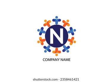 people with letter N logo design concept template