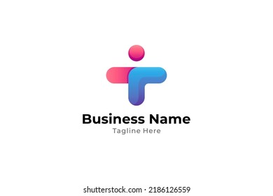 People Letter T Creative Logo Concept