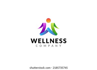 People letter W logo for wellness, healthcare, yoga, medical clinic