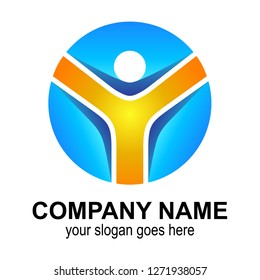 people letter Y logo vector, circle people icons