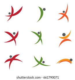 people life set icon vector template logo