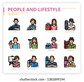 People and Lifestyle icon set for web design, book, magazine, poster, ads, app, etc.